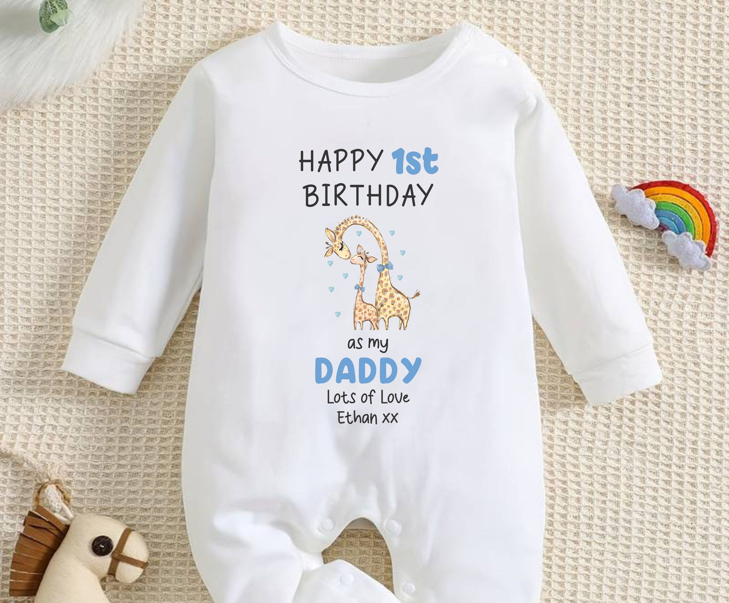 Happy Birthday Daddy personalised sleepsuit