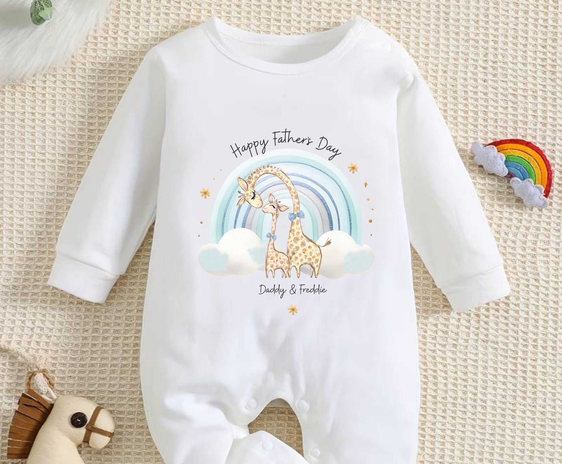 Happy fathers day personalised white sleepsuit