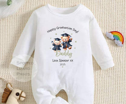 Personalised Happy Graduation Daddy, Graduation Mummy, Auntie, Uncle Baby Outfit - Congratulation on your Graduation Day Babygrow | Vest