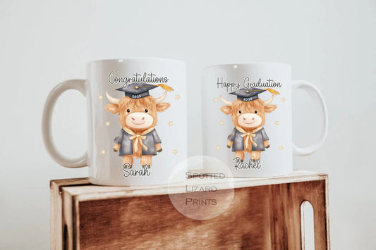 Personalised Graduation Highland Cow Graduation Gift Graduate 2025, University Gift, School Leaver, Gift for Graduation, University Leaver Gift