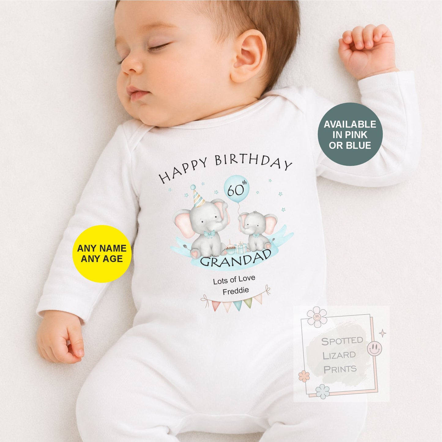 Personalised Grandad Birthday Baby Outfit, 60th 70th 80th Grandad Gift, Baby Vest Sleepsuit T-Shirt, Happy Birthday Grandpa from Baby