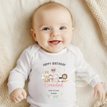 Happy 60th Birthday Grandad, 60th Birthday, My Grandad 60th Grandpa Birthday Papa Birthday, Sleepsuit Baby vest 50th 60th 70th 80th Birthday