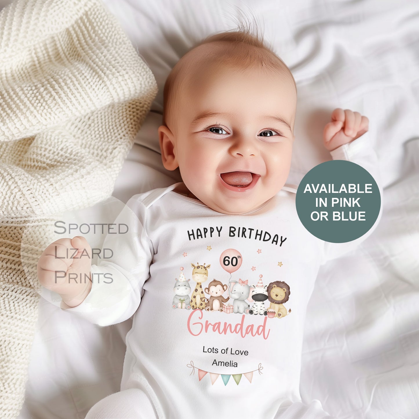Happy 60th Birthday Grandad, 60th Birthday, My Grandad 60th Grandpa Birthday Papa Birthday, Sleepsuit Baby vest 50th 60th 70th 80th Birthday