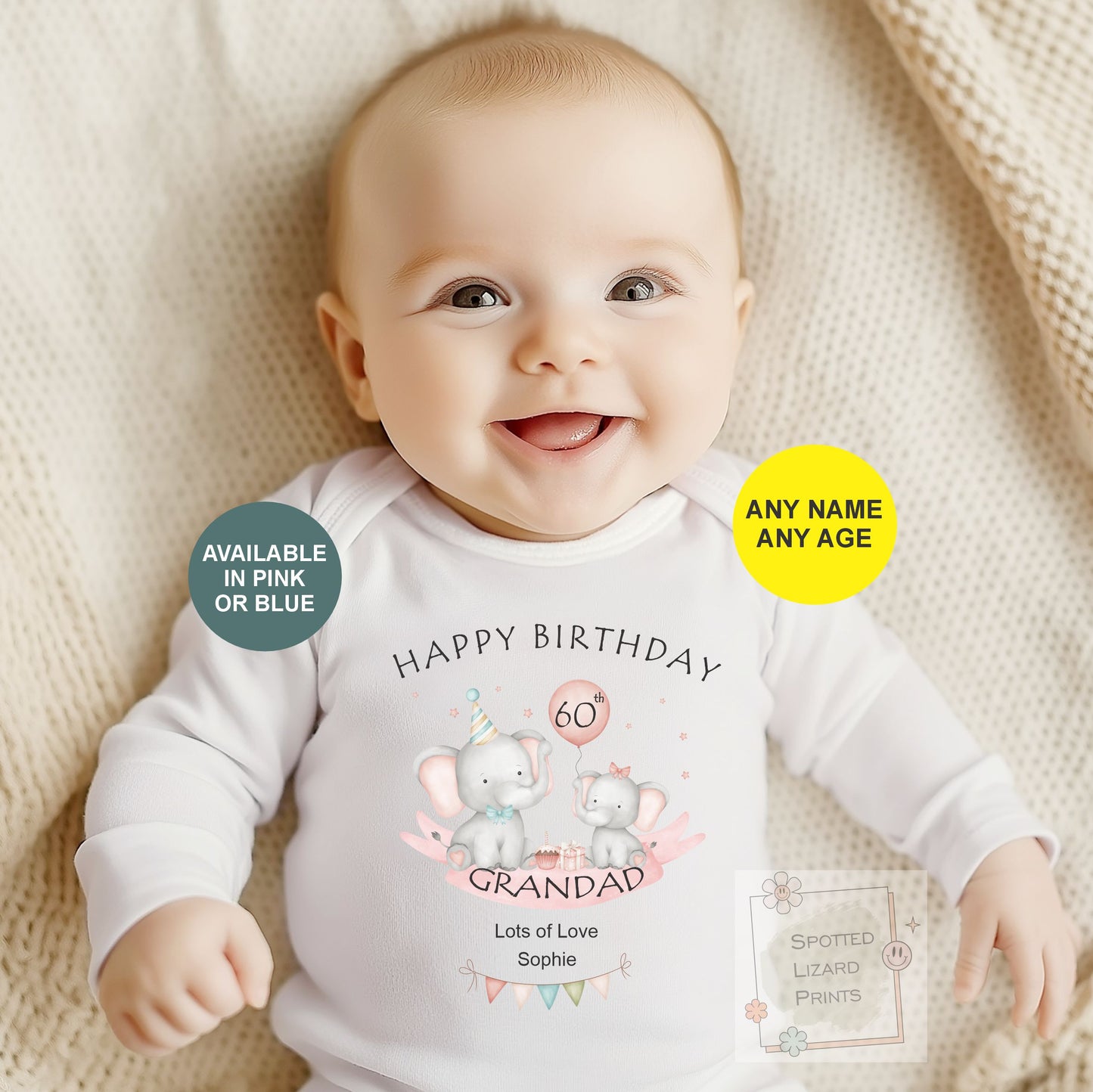 Personalised Grandad Birthday Baby Outfit, 60th 70th 80th Grandad Gift, Baby Vest Sleepsuit T-Shirt, Happy Birthday Grandpa from Baby