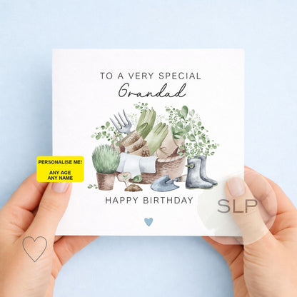 Personalised Grandad Birthday Card, Gardening Birthday Card for Grandad, Any Age Custom Name, Garden Lover Birthday, Grandpa Gardener Card