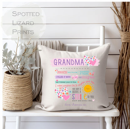 Personalised Cushion, I hugged this pillow, Nanny Cushion, Grandma Cushion