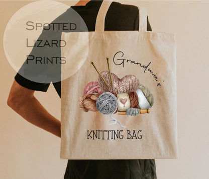 Personalised Knitting Bag - Grandma's Knitting Bag - Nannies Knitting Bag - Craft Bag