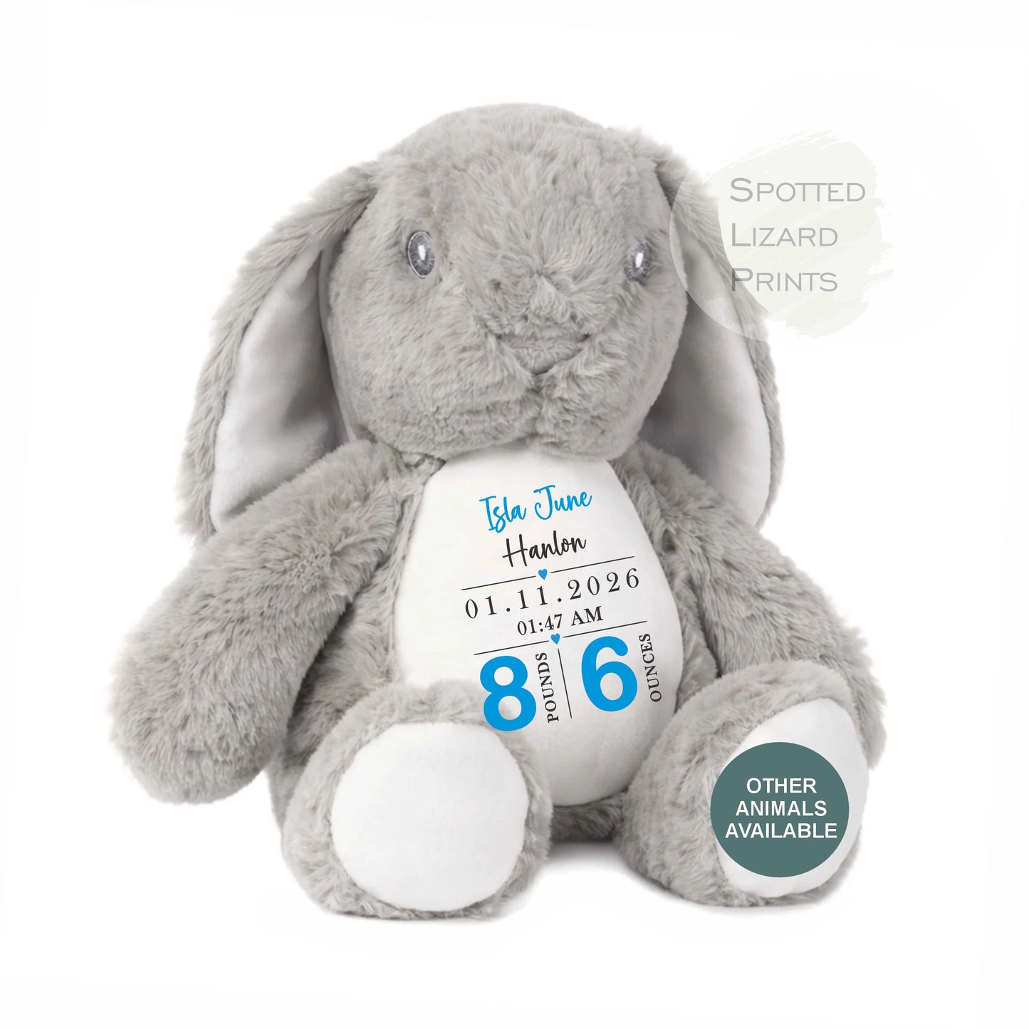 Personalised Soft Toy,New Birth Gift,Baby Shower Gift,New Baby Gift,Baby Keepsake, Baby Boy,Newborn Gift, Bunny Toy, Teddy,New Parents