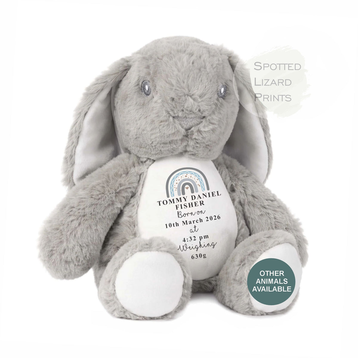 announcement Bunny Toy Name, Weight and Date of Birth - Baby Shower - Baby Gift - Baby Girl Baby Boy