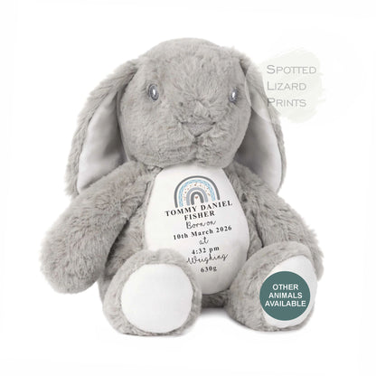 announcement Bunny Toy Name, Weight and Date of Birth - Baby Shower - Baby Gift - Baby Girl Baby Boy