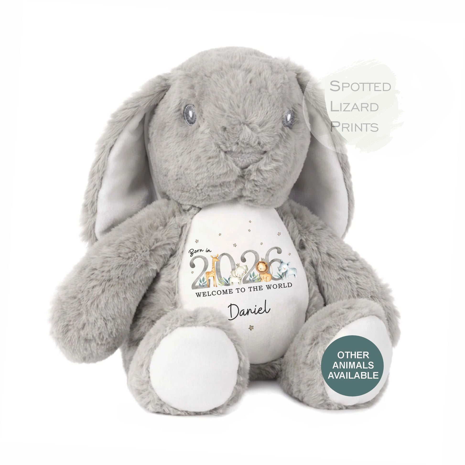 Personalised Born in 2026 Soft Toy Name, Welcome to the World - Baby Shower - Baby Gift - Baby Girl Baby Boy - personalised baby gift