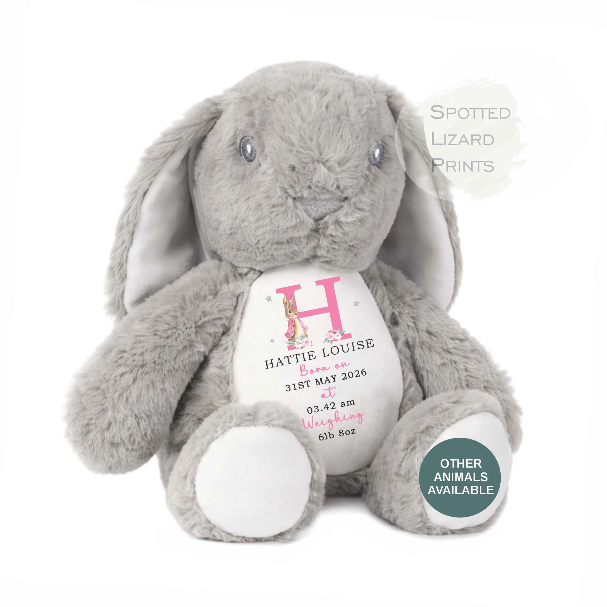 Personalised Soft Toy , New Birth Gift, Baby Shower Gift, New Baby Gift, Baby Keepsake