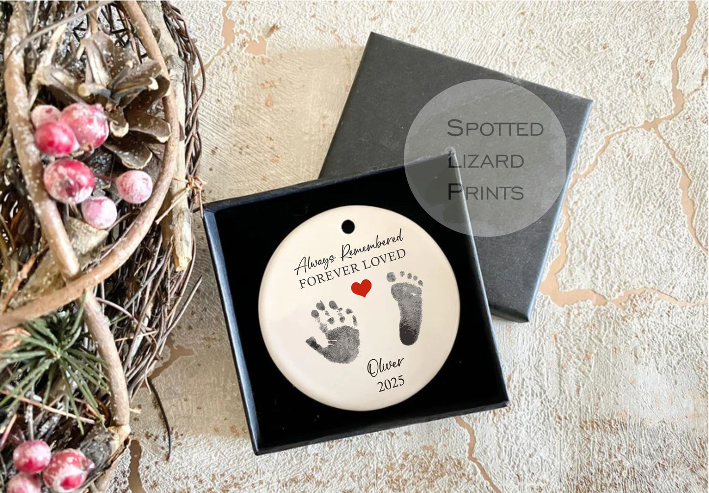 Personalised Baby Loss Ornament - Still Born Gifts - Baby Memorial Keepsake - Baby Loss Keepsake - Angel Baby Baby foot and Hand Prints