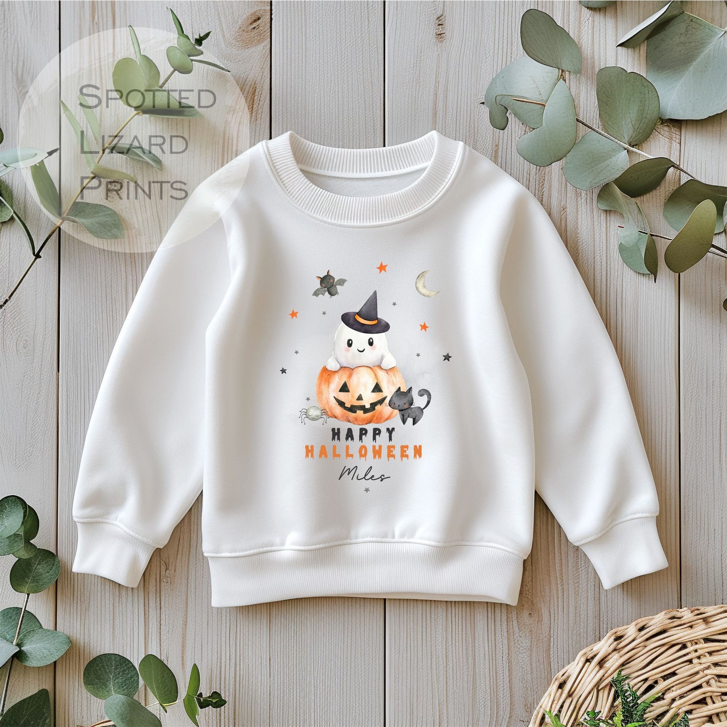 Personalised Cute Halloween Kids Sweatshirt Cute Pumpkin, Unisex Halloween Outfit, Spooky Outfit Trick or Treat Sweatshirt, Halloween jumper