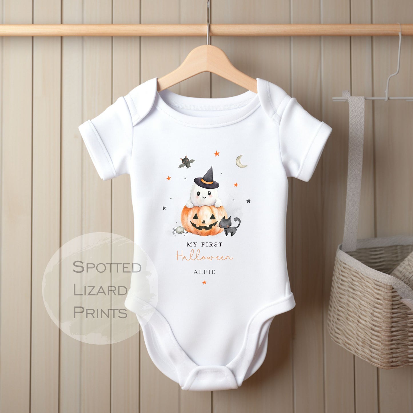 Personalised First Halloween Baby outfit | Baby Halloween Costume Gift | First Halloween Sleepsuit or Vest