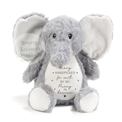 Personalised handpicked for earth by nanny in heaven teddy, Handpicked for earth by grandad in heaven teddy, handpicked for earth teddy