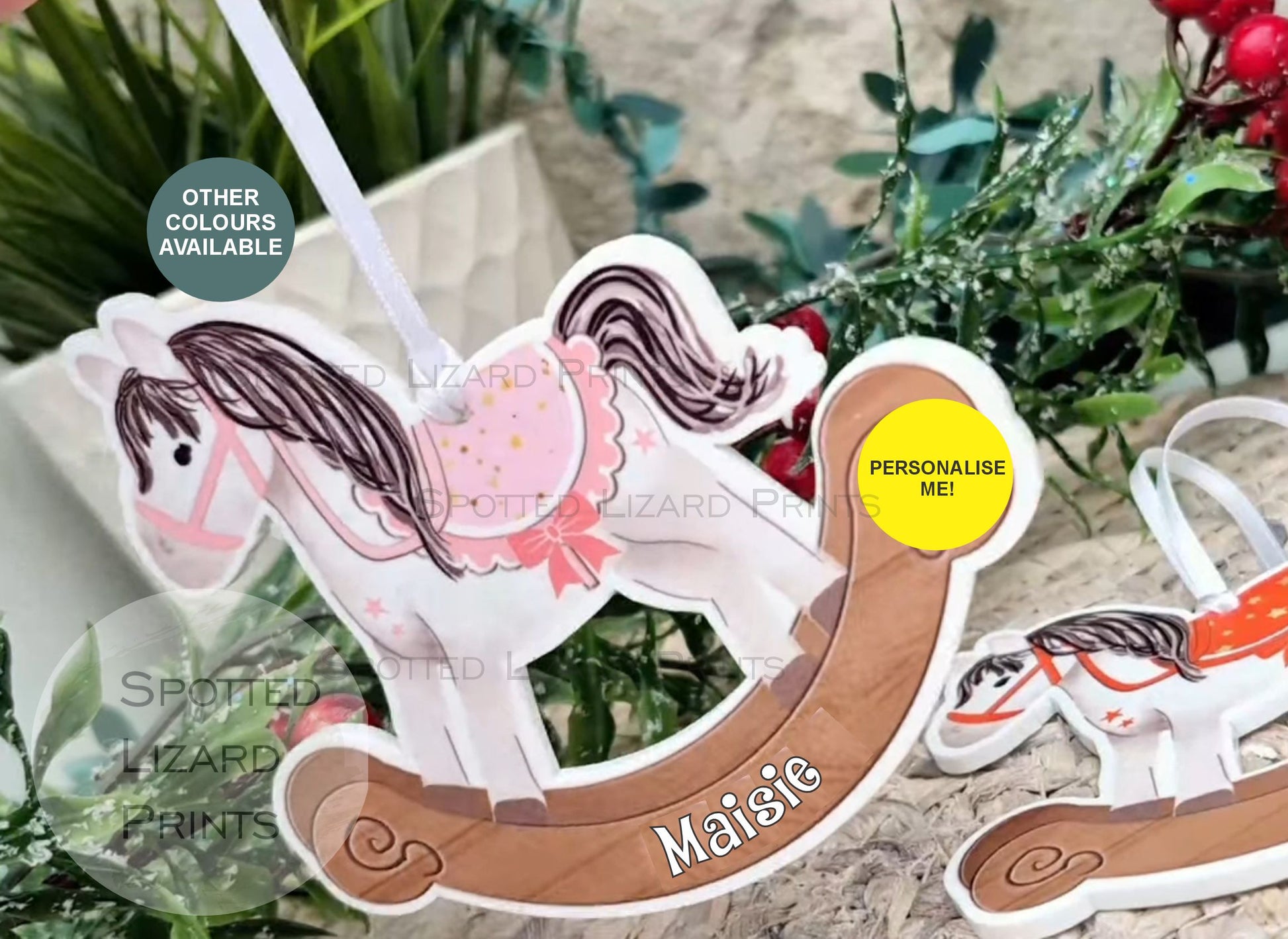Personalised First Christmas Rocking Horse Bauble