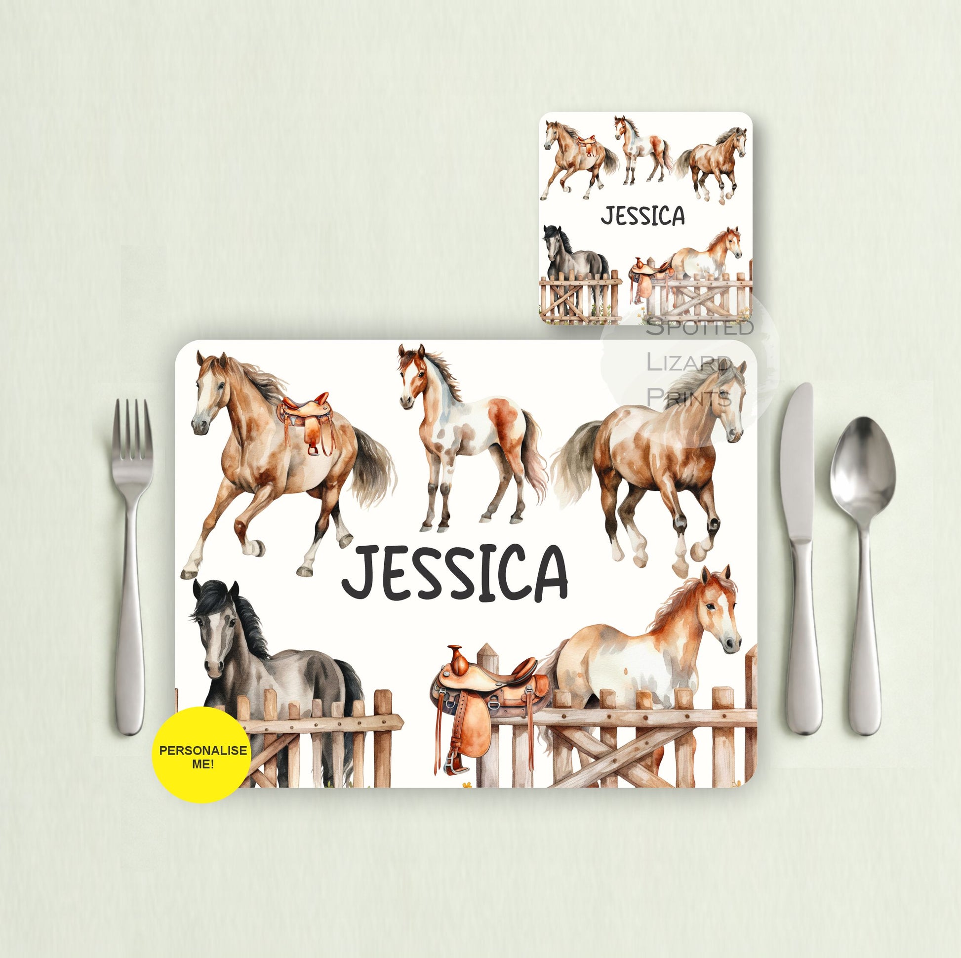 Gift for Kids - Personalised Placemat - Placemat and Coast set - Personalised Tableware - Personalised Coaster - 