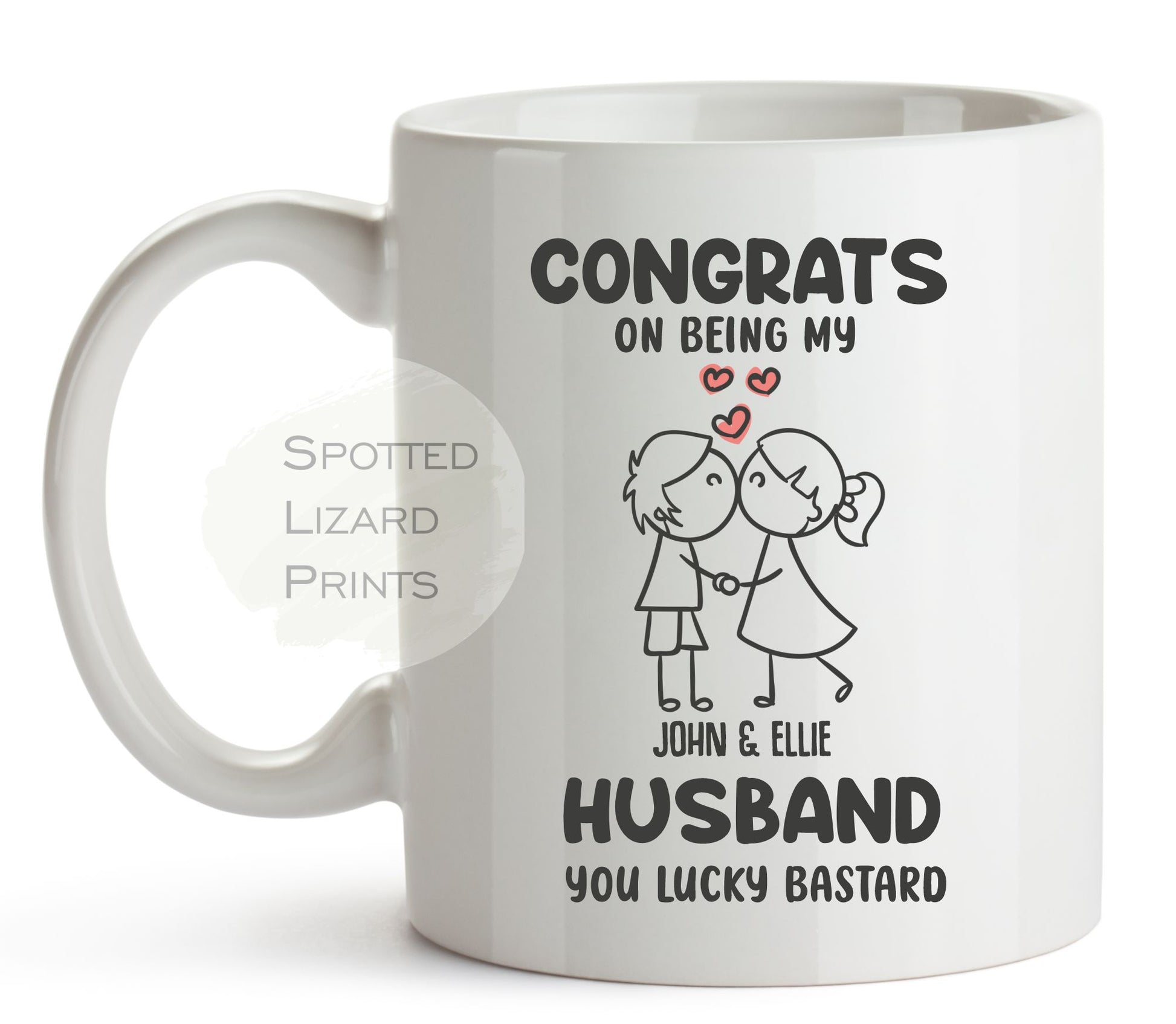 Personalised Congrats on Being my new Husband you lucky Bastard Mug | Mr and Mrs, Mr and Mr |Newlyweds Wedding Day Gifts