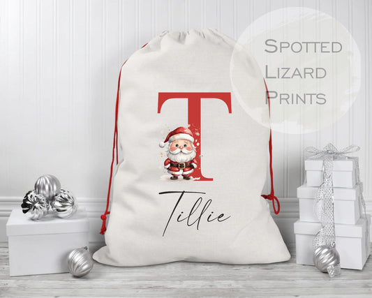 Personalised Hand printed santa sack