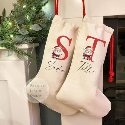 Personalised Christmas Stocking -  Santa Stocking - Personalised Stocking - Family Stockings - Initial stocking
