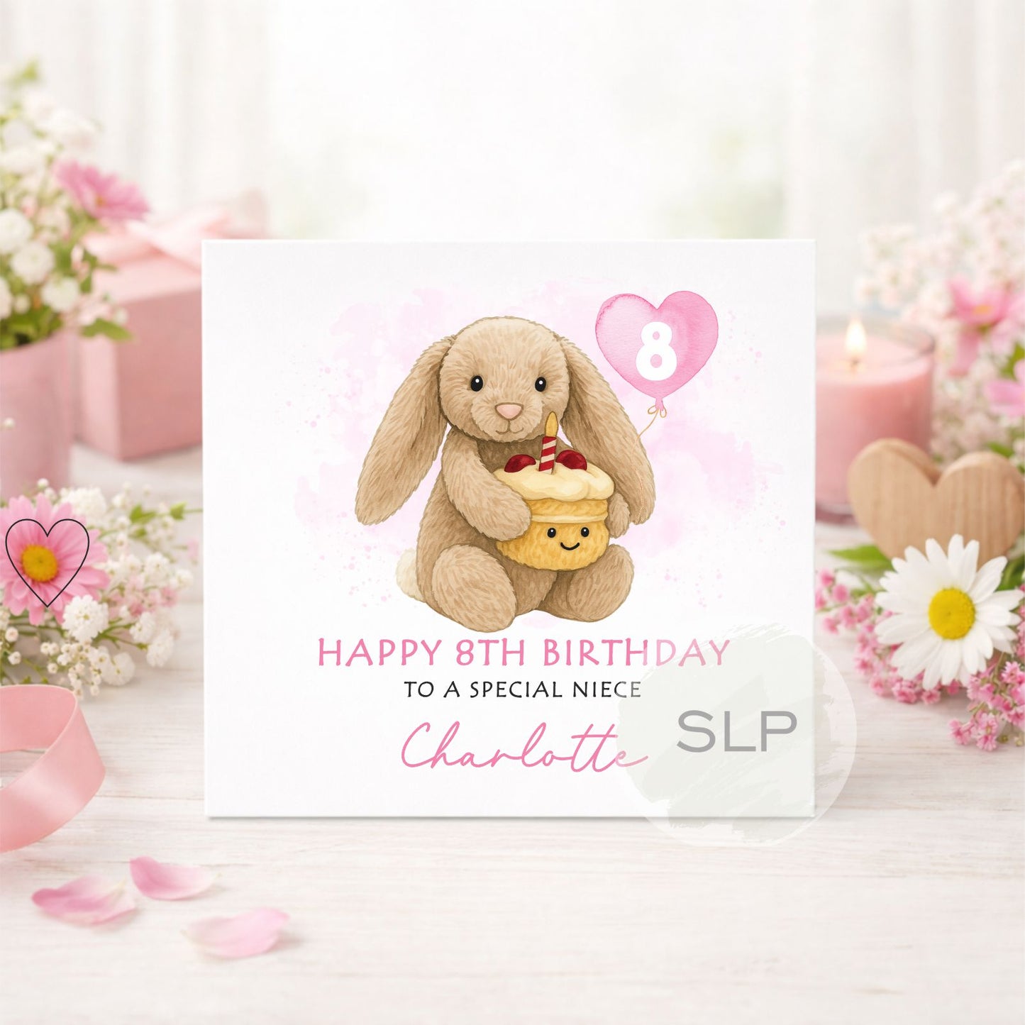 Personalised Bunny Birthday Card – Custom Age, Name & Relation