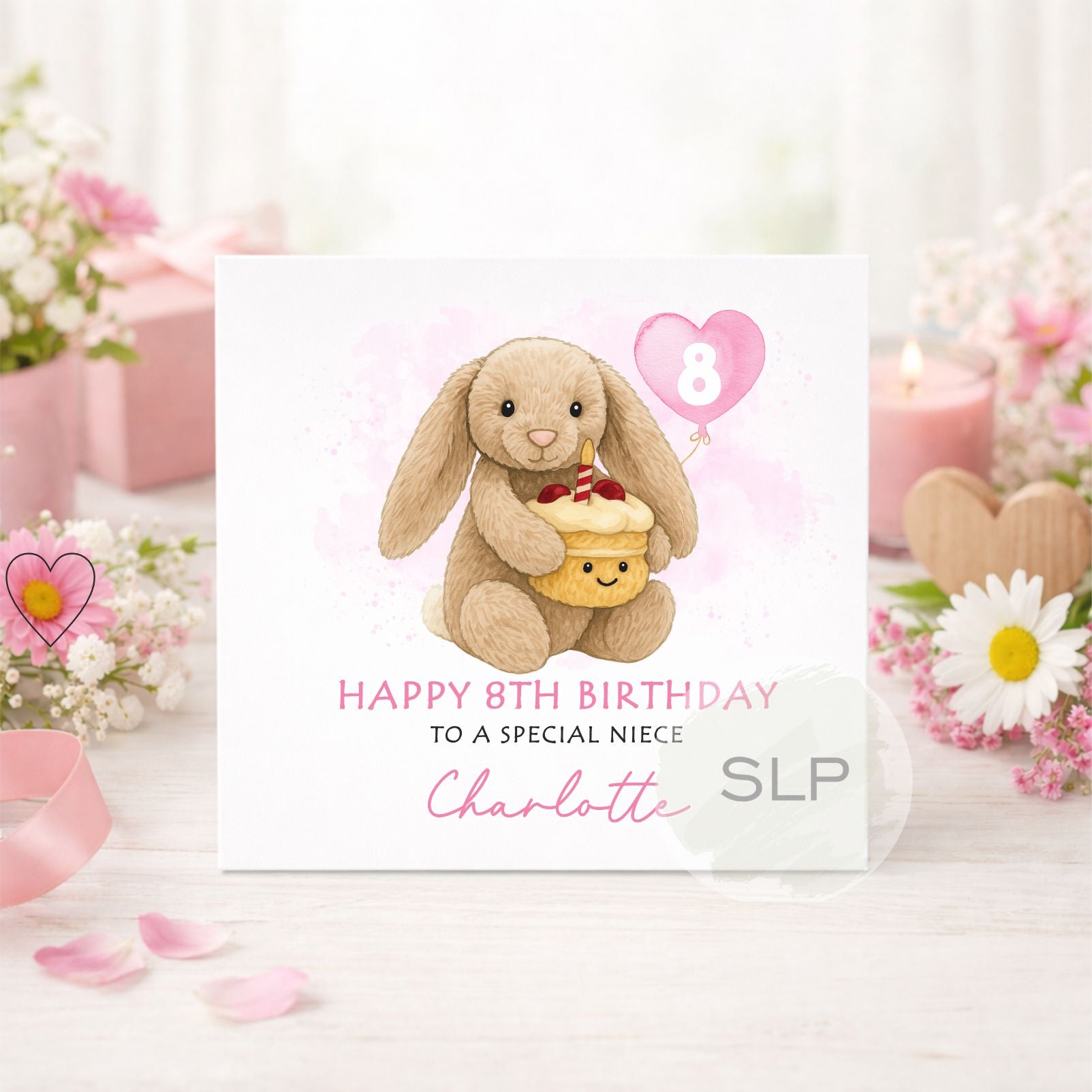 Personalised Bunny Birthday Card – Custom Age, Name & Relation