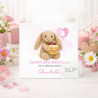 Personalised Bunny Birthday Card – Custom Age, Name & Relation