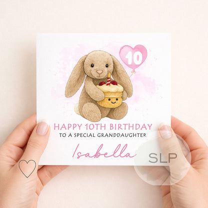 Personalised Bunny Birthday Card – Custom Age, Name & Relation