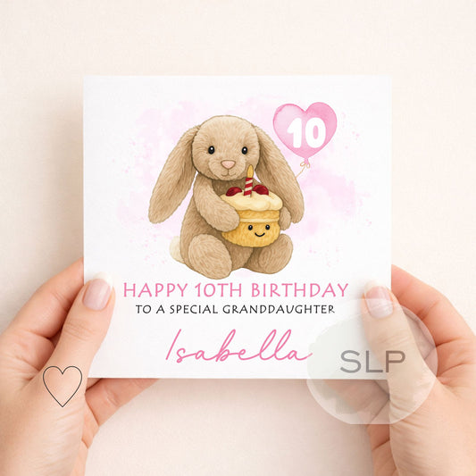 Personalised Bunny Birthday Card – Custom Age, Name & Relation