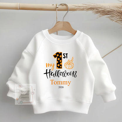 Personalised First Halloween Pumpkin Baby Outfit Baby Halloween Costume Gift Personalised First Halloween Sleepsuit, Vest or T-shirt