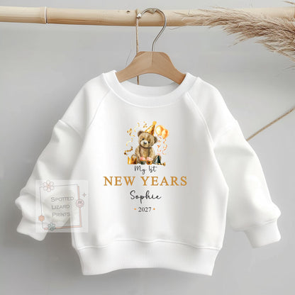 Personalised First New Years Eve Baby Outfit- My First New Years Eve Sleepsuit or Vest - 1st New Year Teddy