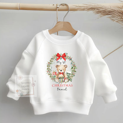 Personalised My First Christmas Outfit, Baby First Christmas Bodysuit, Custom Baby Christmas Sleepsuit, Santa Sweatshirt