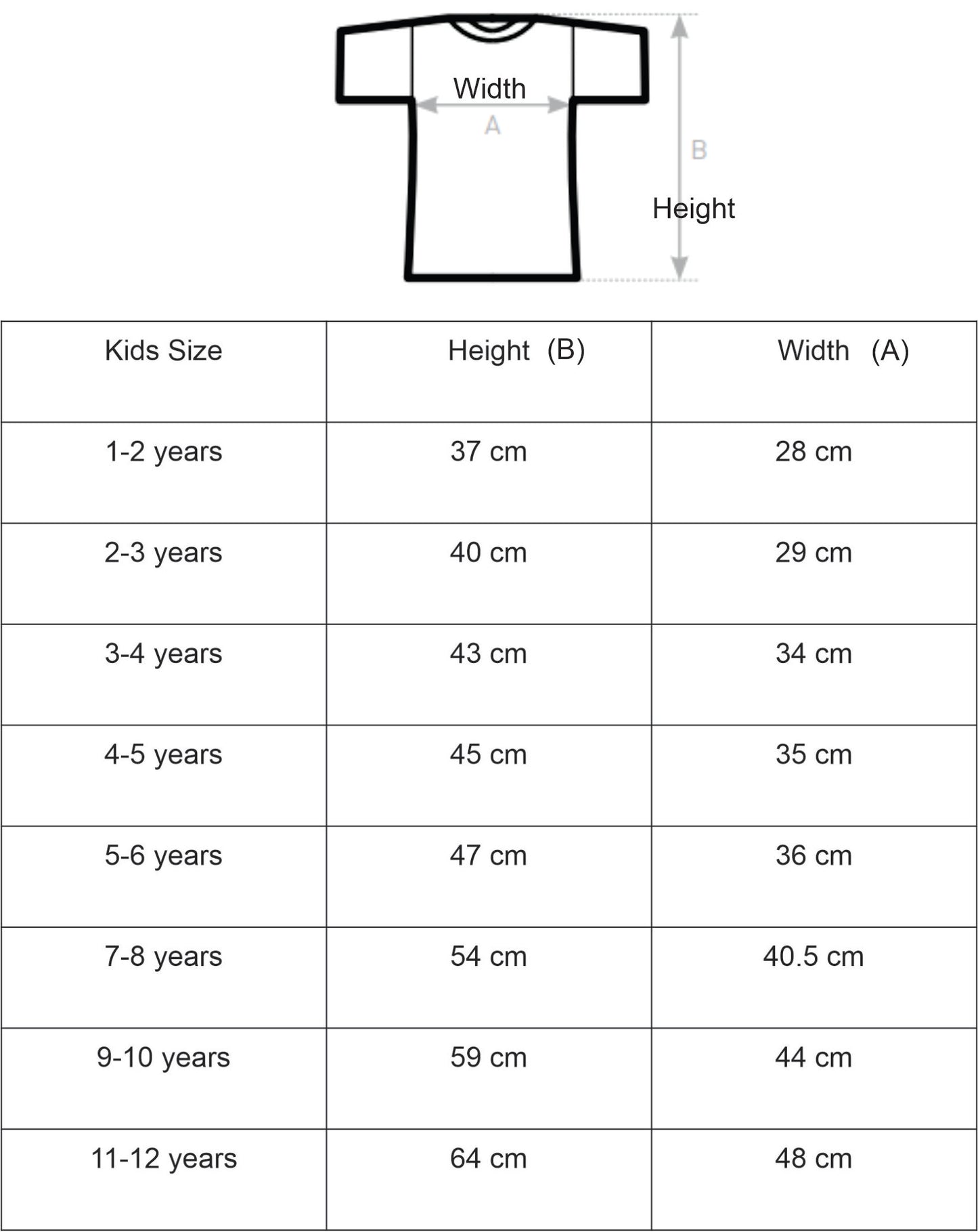 Winnie the pooh size chart