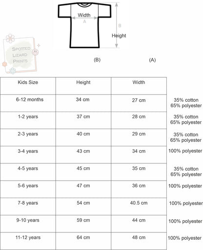 spotted lizard prints t-shirt sizing chart