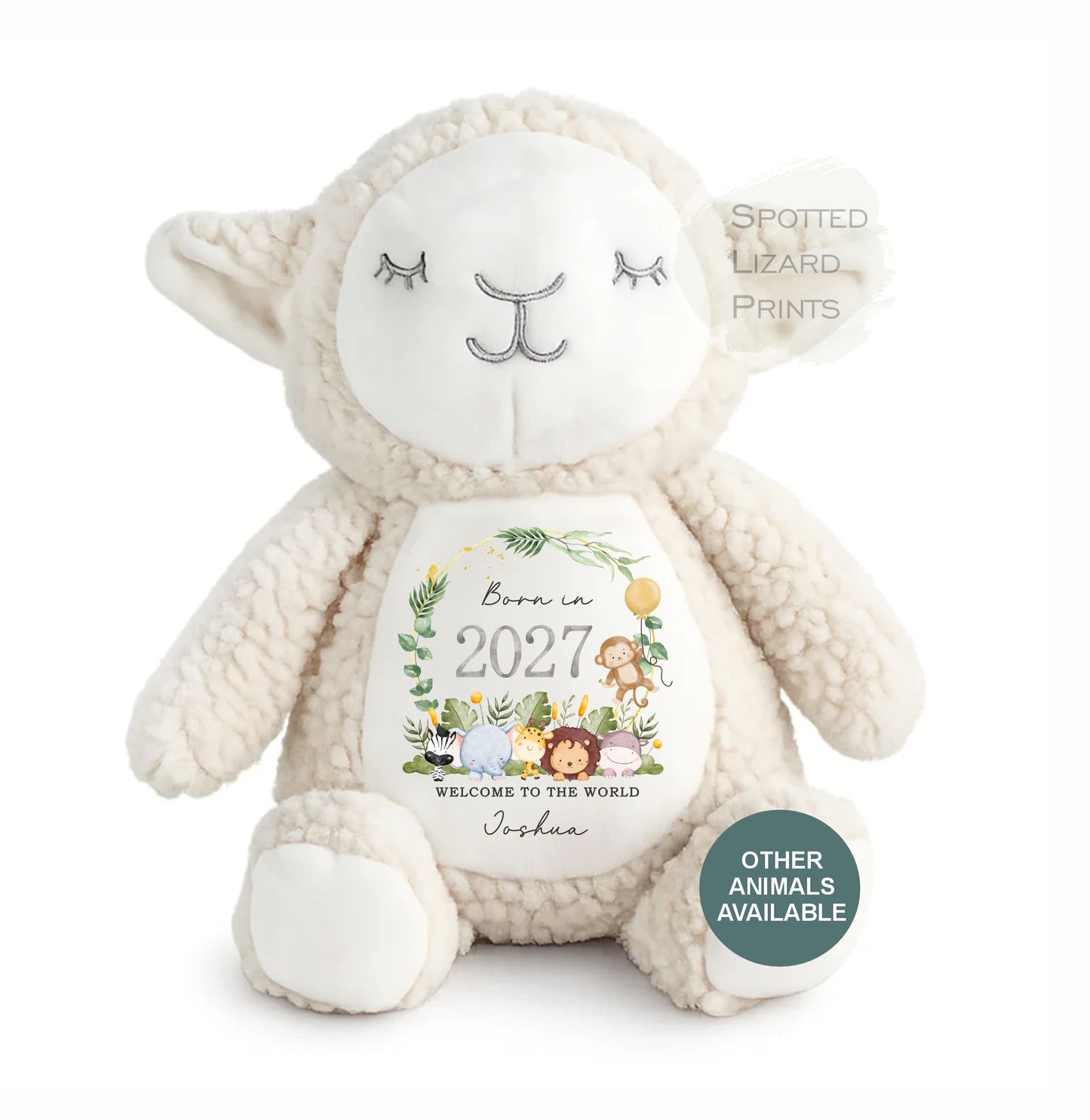 Personalised Baby Soft Toy Born in 2027 | Custom Name Plush Teddy | New Baby Gift | Baby Shower Gift | Baby Girl Boy Keepsake | Welcome