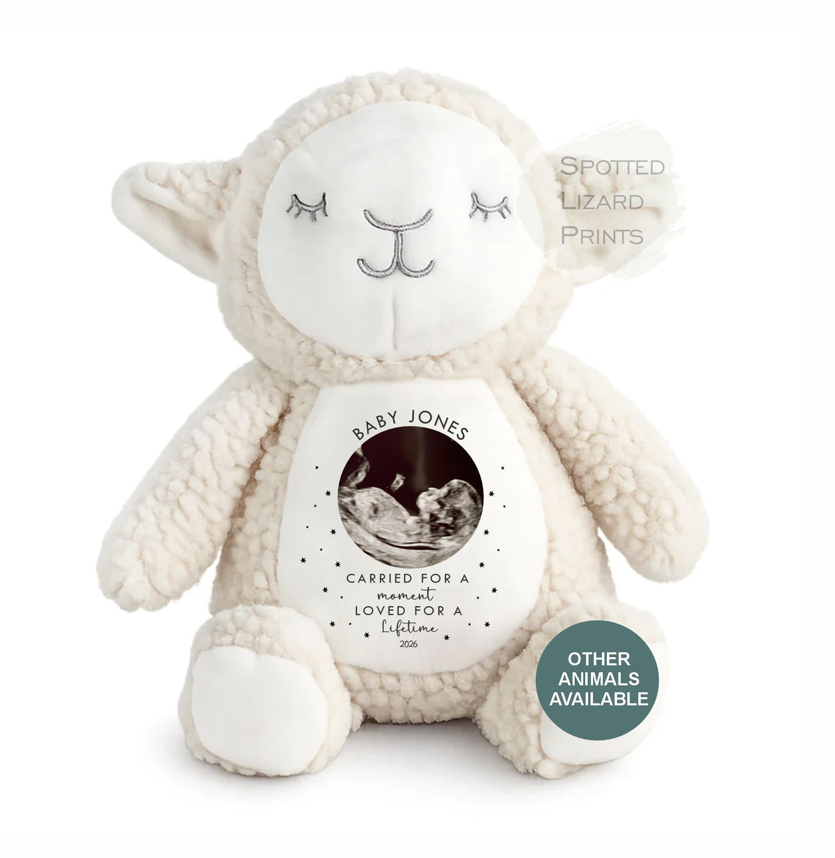 Personalised Baby Loss Memorial Teddy with Scan Photo, Baby Name, Miscarriage Keepsake, Pregnancy Loss Memorial Gift, Bereavement Gift