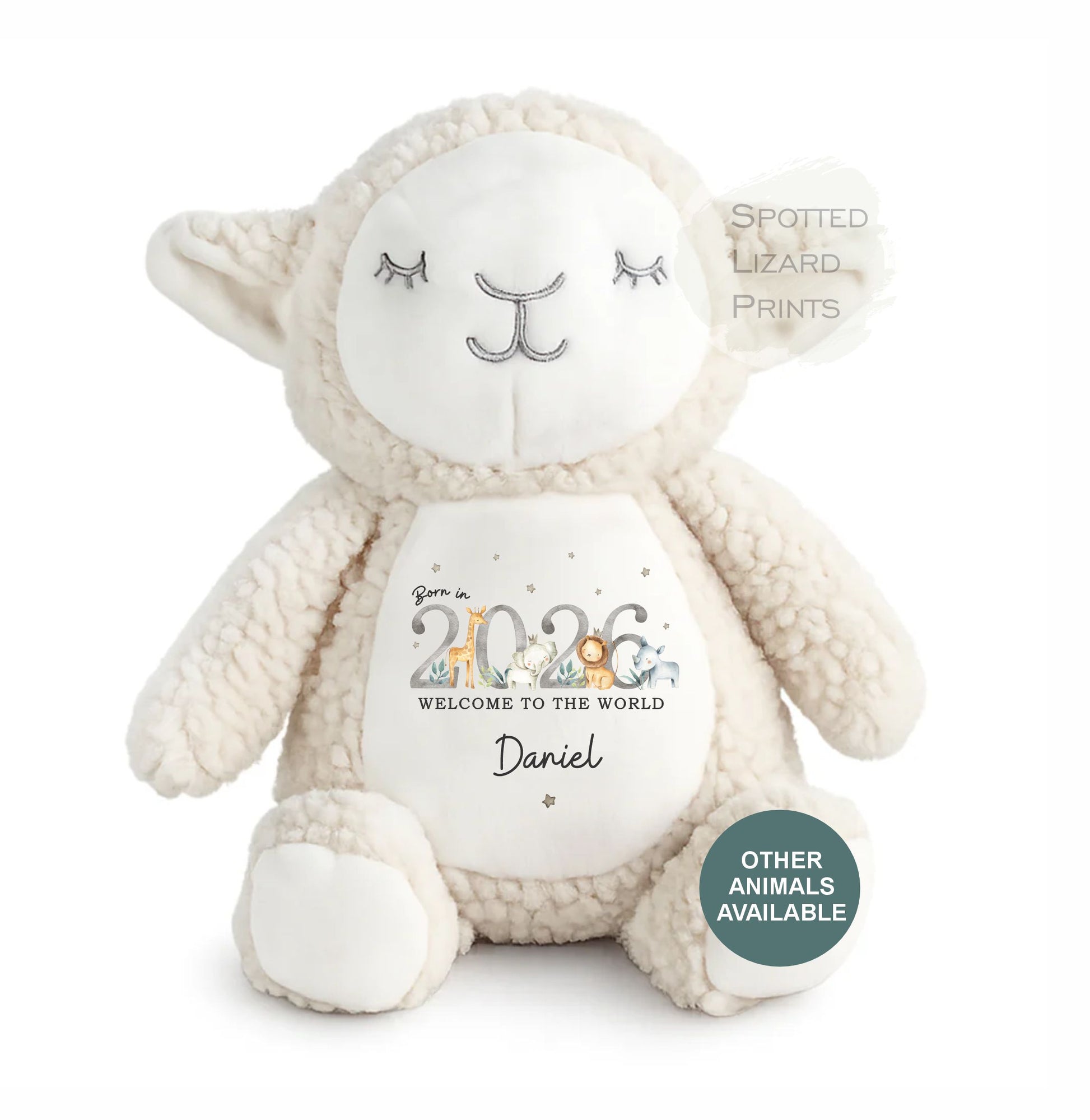 Personalised Born in 2026 Soft Toy Name, Welcome to the World - Baby Shower - Baby Gift - Baby Girl Baby Boy - personalised baby gift
