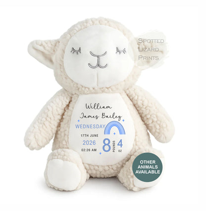 Personalised New Baby Bunny Rabbit Soft Toy Gift - Birth Stats Teddy Bear - Newborn Baby Gift - Baby Keepsake -Soft Toy - Baby Shower Gift