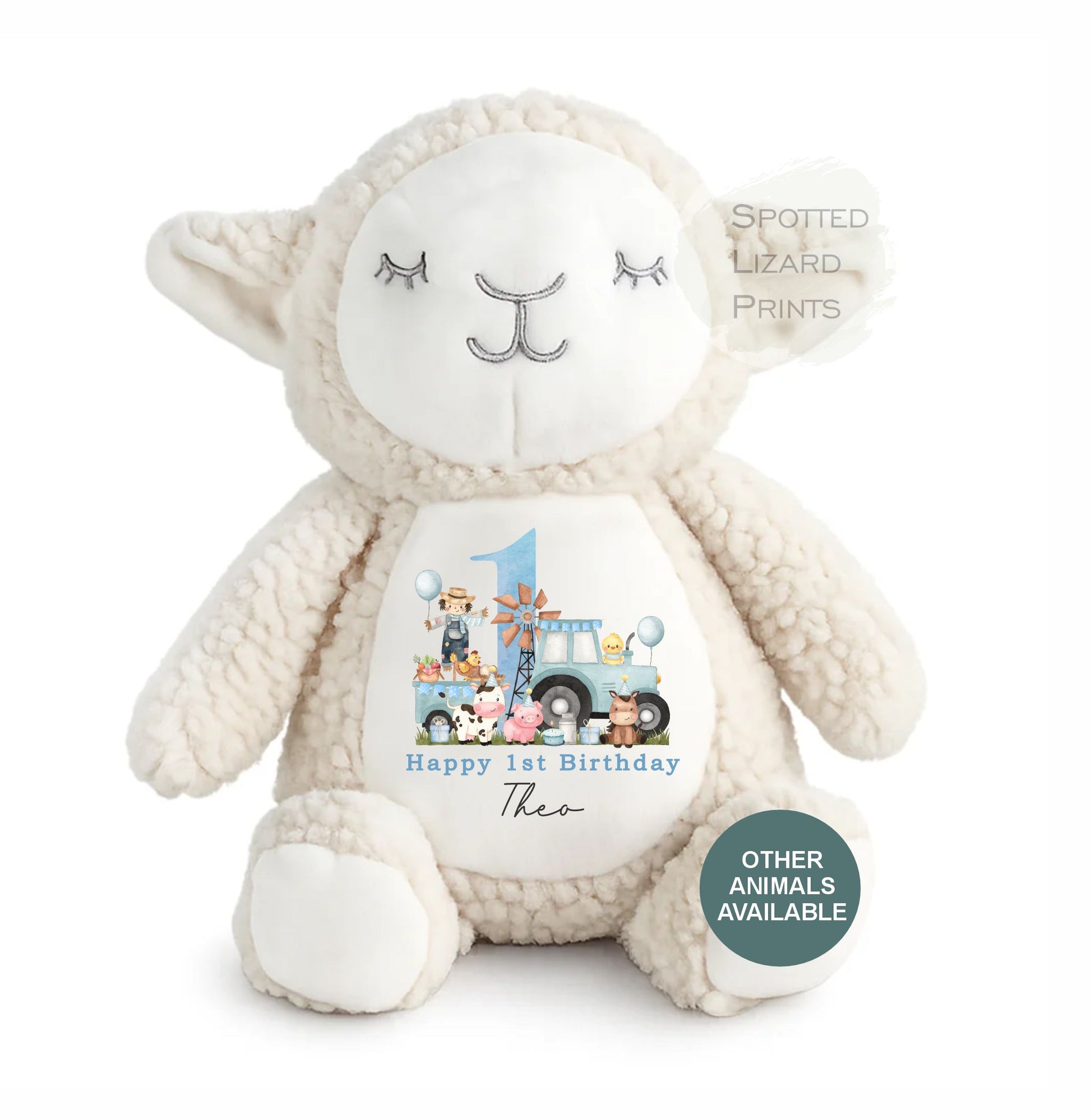 Personalised First Birthday Farm, Tractor 1st Birthday Gift Girl Teddy, 1st Baby Girl, Birthday Present, Personalised 1st Birthday Soft Toy