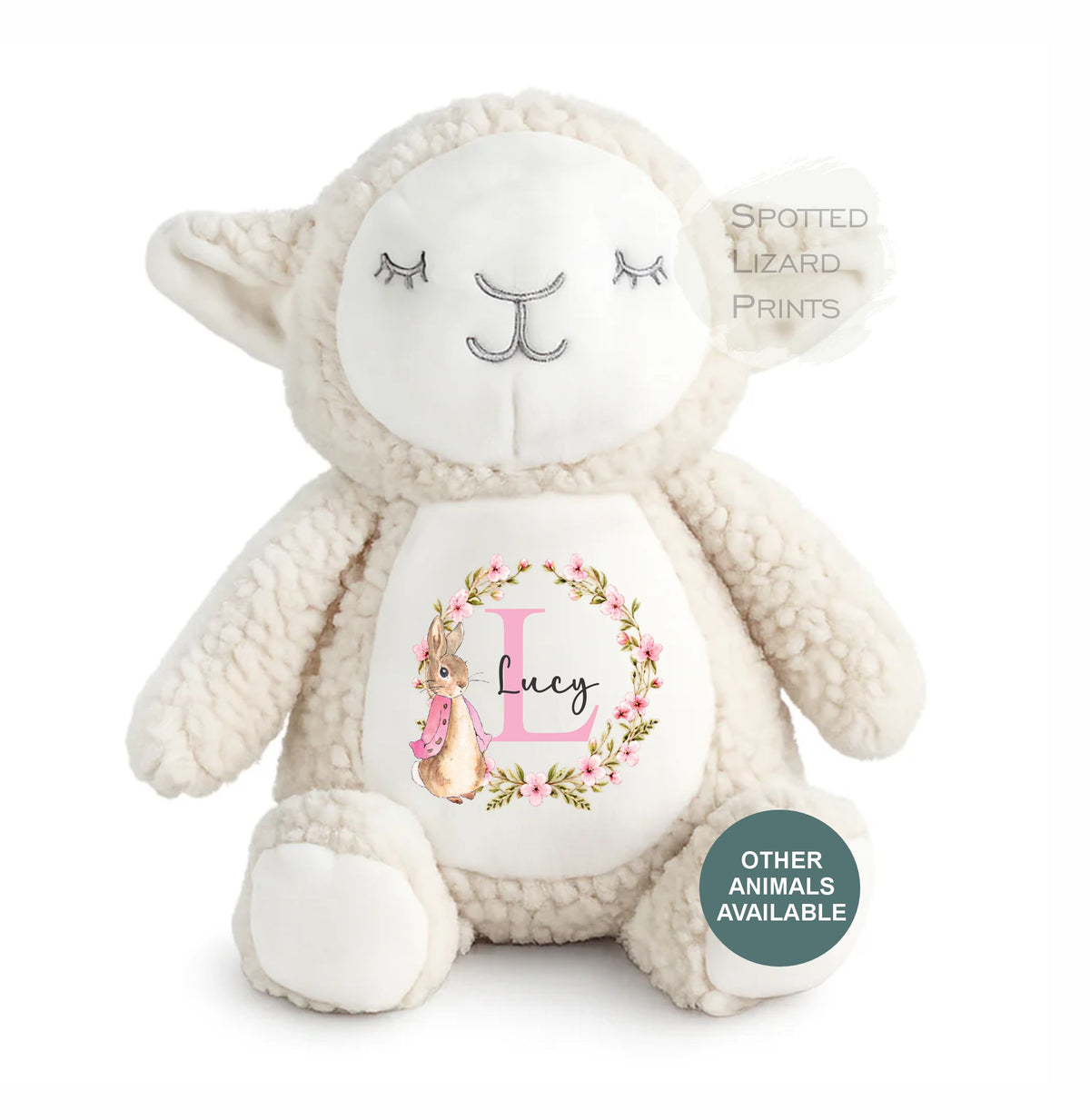 Personalised Peter Rabbit Style Plush Toy | Floral Bunny Baby Gift | New Baby, Christening & Birthday Gift
