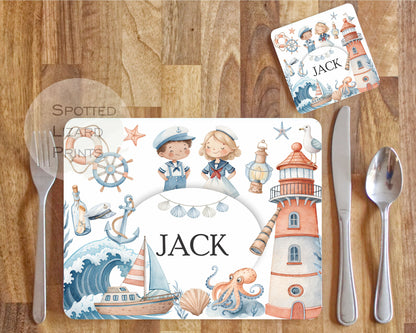 Personalised Children's placemat with nautical theme