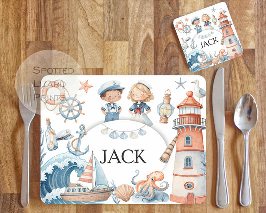 Personalised Children's placemat with nautical theme