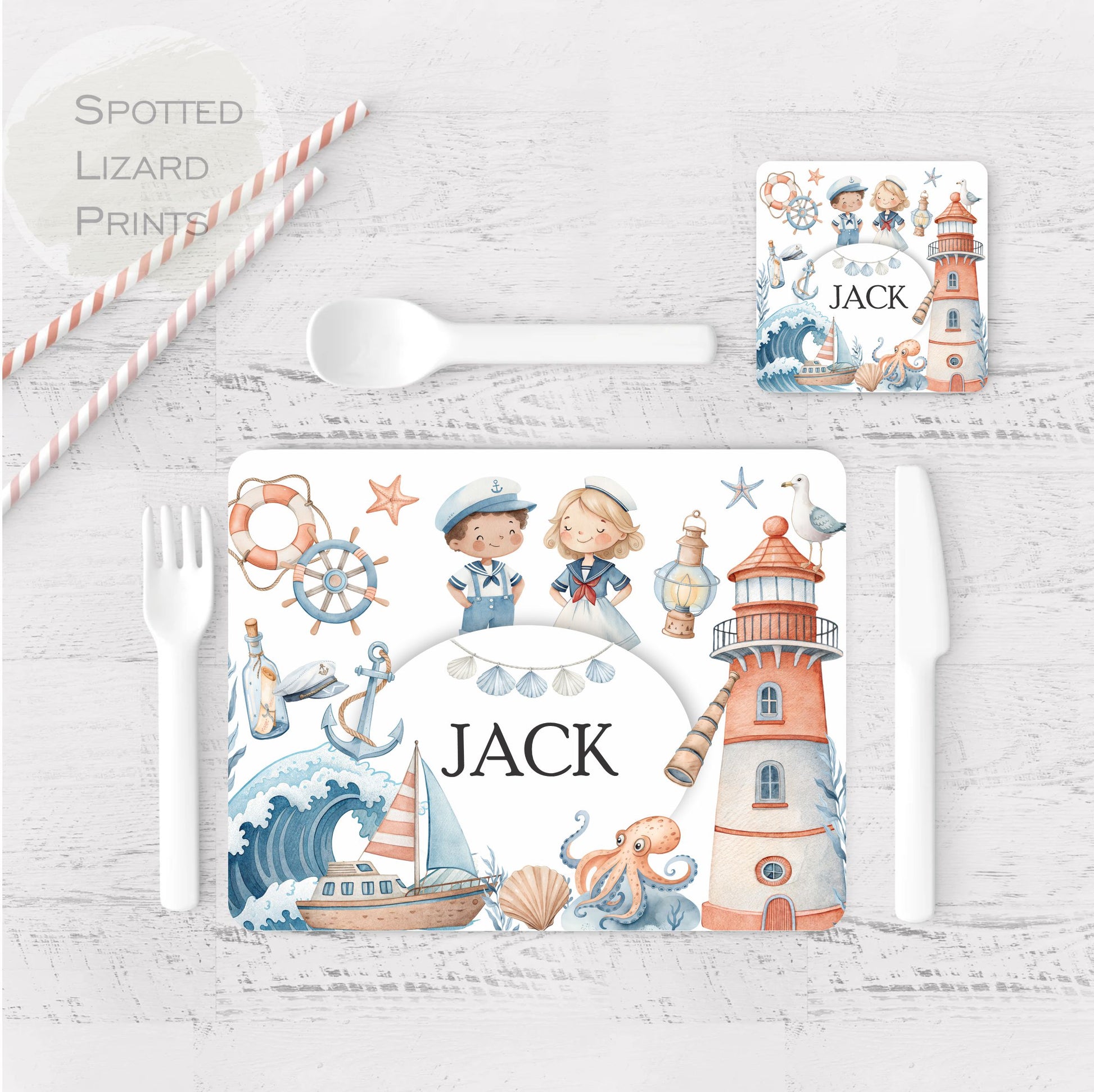 Personalised Children's placemat with nautical theme