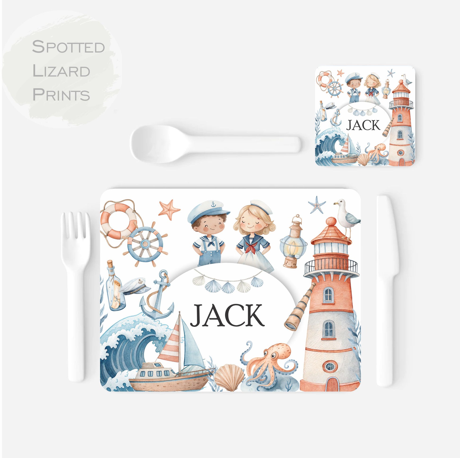 Personalised Children's placemat with nautical theme