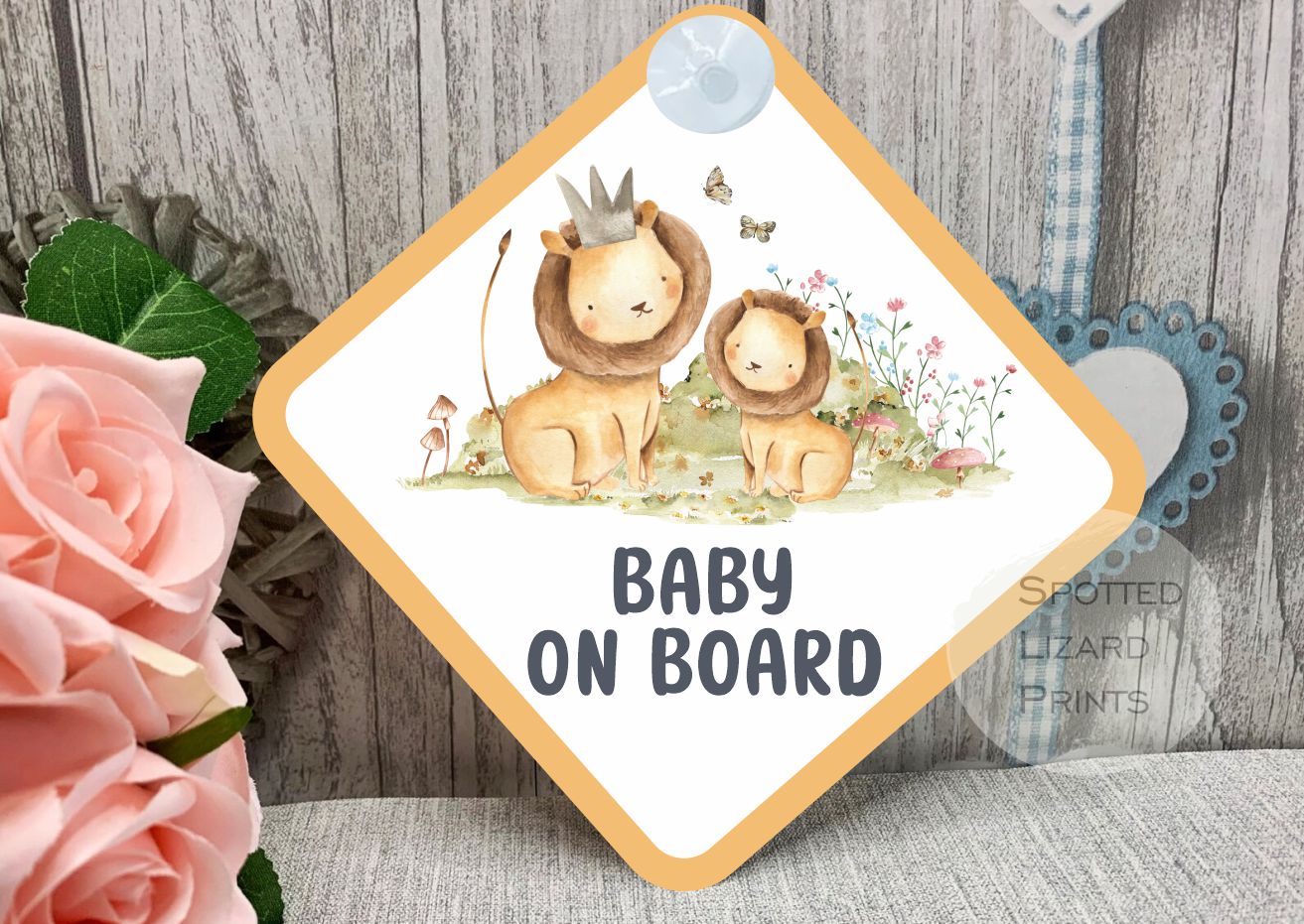 Lion Baby on Board sign