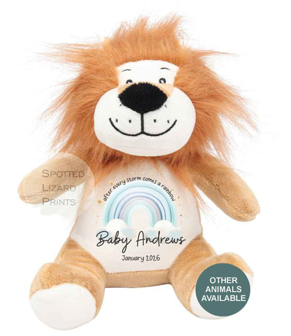 After Every Storm comes a rainbow Baby Teddy - IVF New baby arrival gift, new baby soft toy | miracle baby | rainbow baby