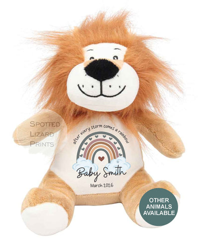 After Every Storm comes a rainbow Baby Teddy - IVF New baby arrival gift, new baby soft toy | miracle baby | rainbow baby
