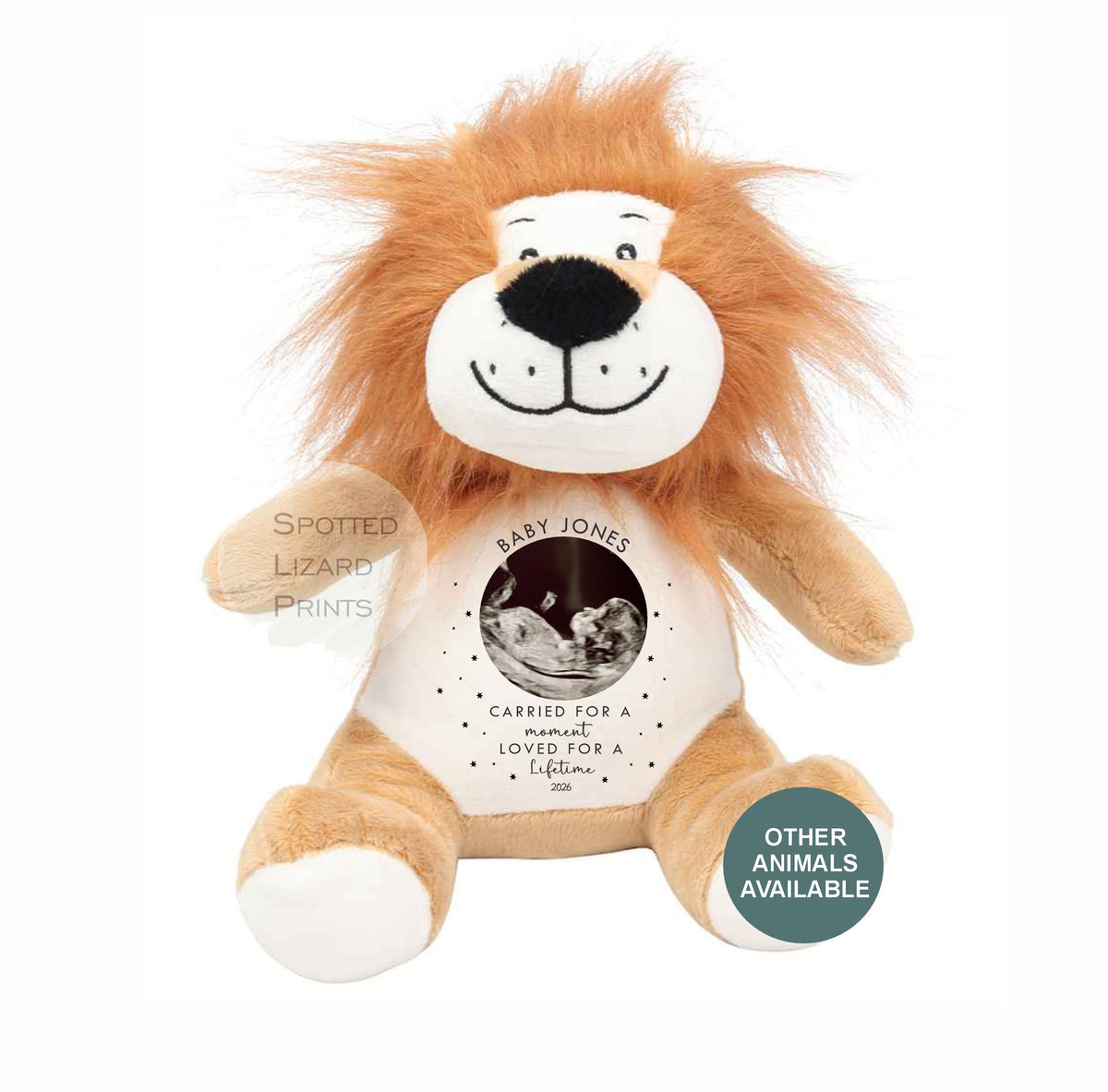 Personalised Baby Loss Memorial Teddy with Scan Photo, Baby Name, Miscarriage Keepsake, Pregnancy Loss Memorial Gift, Bereavement Gift