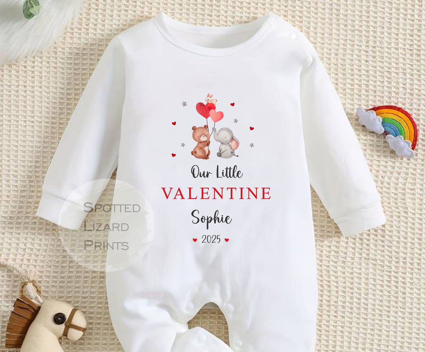 Personalised Our Little Valentines Sleepsuit Baby Girl / Boy Outfit First Valentines 1st Valentines - Valentines Day